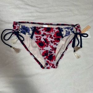 New Gibson Latimer Floral Red Blue Swimsuit Bottom